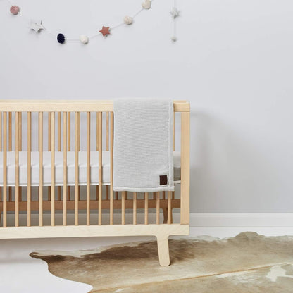 The Little Green Sheep Knitted Fleece Baby Blanket, 80x100cm - Dove