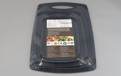 Chopping Board Set of 3, Small to Large, Chopping Boards for Kitchens with Non-Slip Feet and Deep Drip Juice Groove, Easy Grip Handle, BPA Free, Dishwasher Safe Cutting Board (Black)