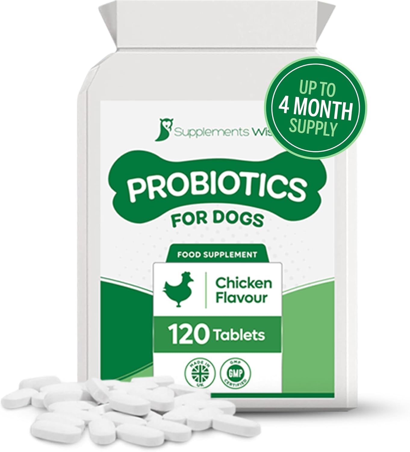 Probiotics For Dogs - Yeast Balance - Dog Probiotic for Gut Health, Diarrhea, Wind, Anal Gland - Tummy Settler - Itchy Skin - 120 Tablets with Prebiotics and Digestive Enzymes