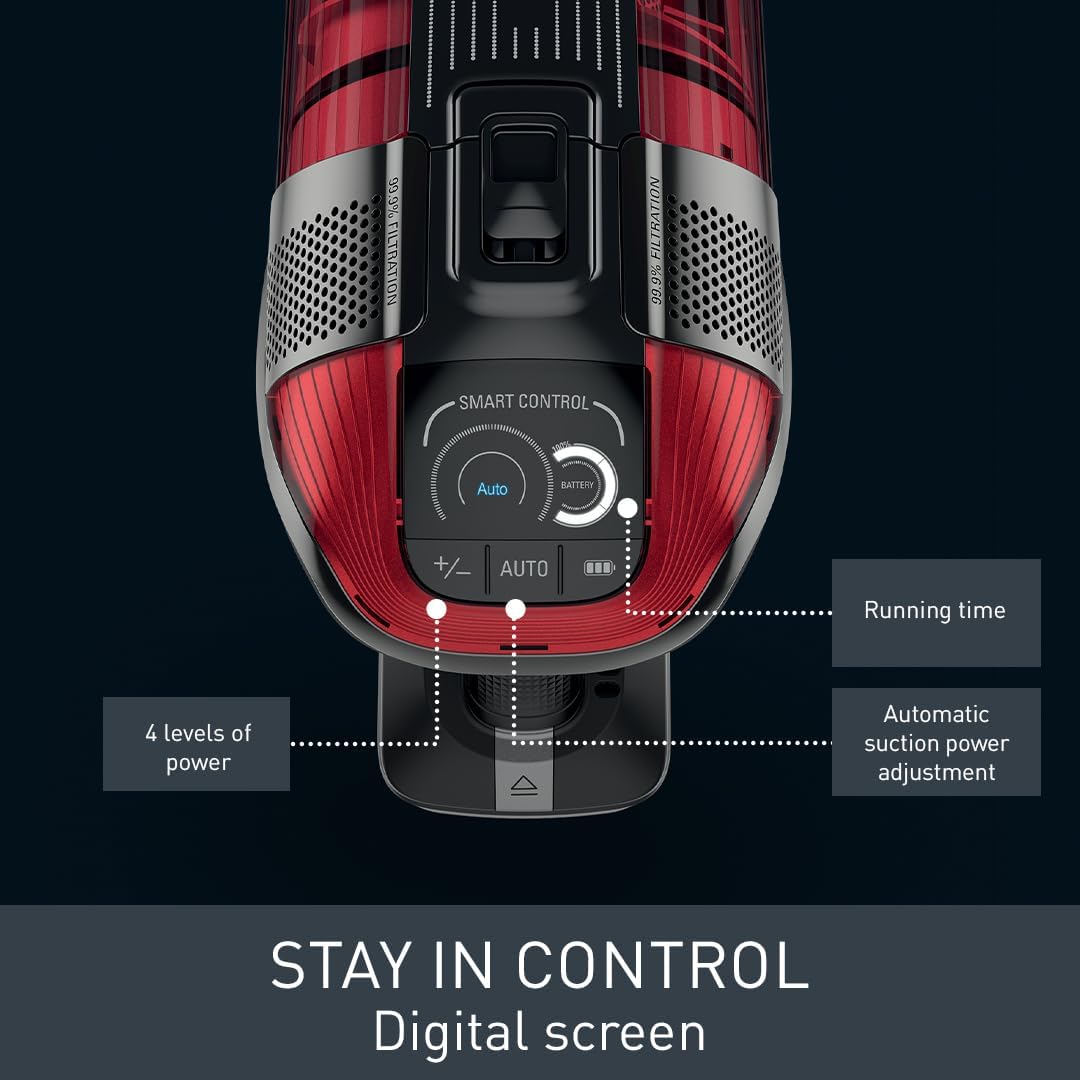 Tefal Cordless Stick Vacuum Cleaner X-Force 12.60 – 45 min Runtime, Handheld & Flexible Vacuum Cleaner, Car Tool, Red, TY98A1GO