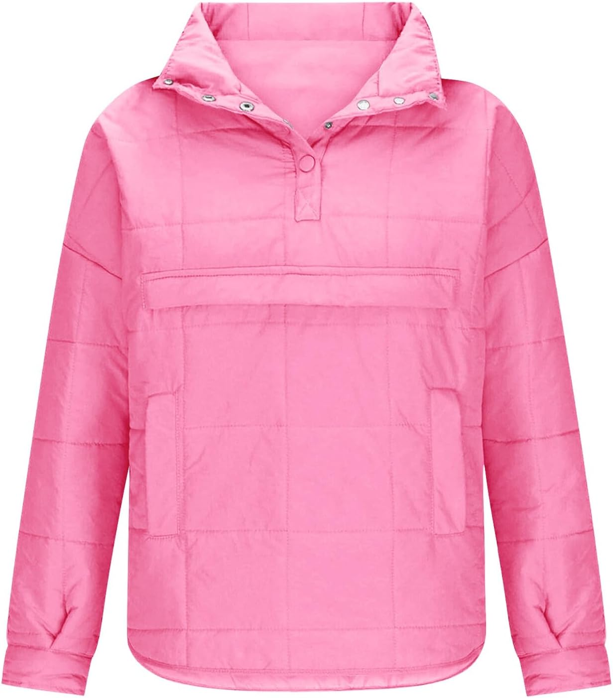 Womens Puffer Pullover Jacket Lightweight Quilted Dolman Hoodies Jackets Quarter Button Full Zip Casual Padded Coats Autumn and Winter Warm Baggy Comfort Outerwear for Hiking Traveling