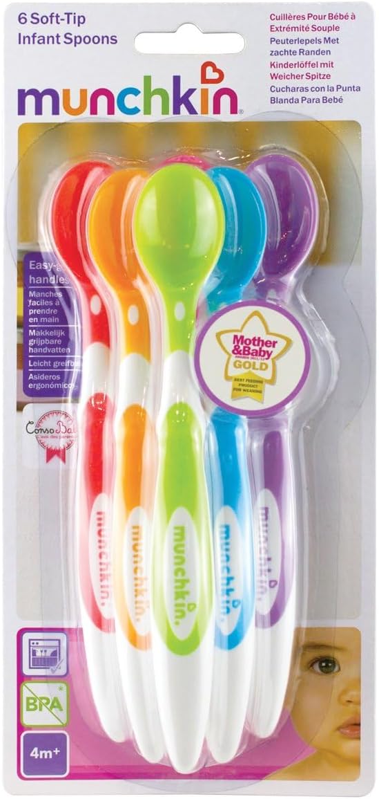 Munchkin Soft Tip Infant Spoons, 1 Pack of 6 spoons