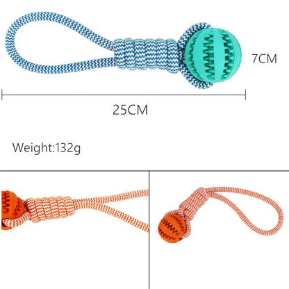 TUGME Dog Toys Balls Interactive Treat Rope Rubber Leaking Balls For Small Medium Dogs Chewing Bite Resistant Pet Tooth Cleaning