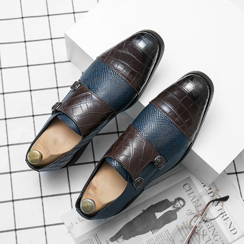 Men's Double Buckle Plus Size Leather Shoes