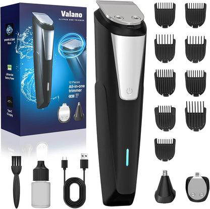 Beard Trimmer Hair Clippers for Men - All-in-One Cordless Nose & Ear Hair Trimmer Grooming Kits with Zero Gapped T-Blade Electric Razor Shaver, 9 Guide Combs, Ideal Gifts for Men​