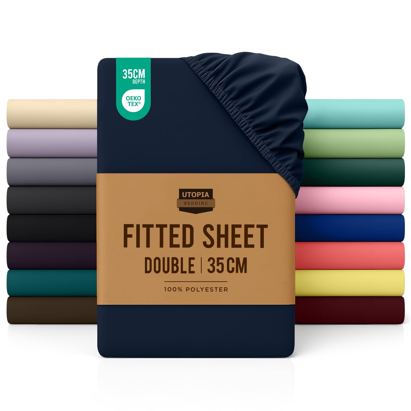 Utopia Bedding Fitted Sheet Double, White - Deep Pocket 14 inch (35 cm) - Easy Care - OEKO-TEX Certified - Soft Brushed Microfibre Fabric - Shrinkage and Fade Resistant - Bottom Sheet