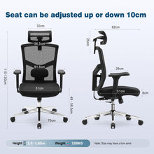 Magic Life Ergonomic Office Chair, Computer Desk Chair with Adjustable Headrest and Lumbar Support, High Back Cutton Cushion Swivel Chair for Home Office
