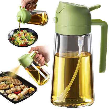 TrendPlain 16oz Olive Oil Spray Bottle - 2 in 1 Olive Oil Dispenser Bottle for Kitchen Accessories - Kitchen Gadgets, For Air Fryer (Black)