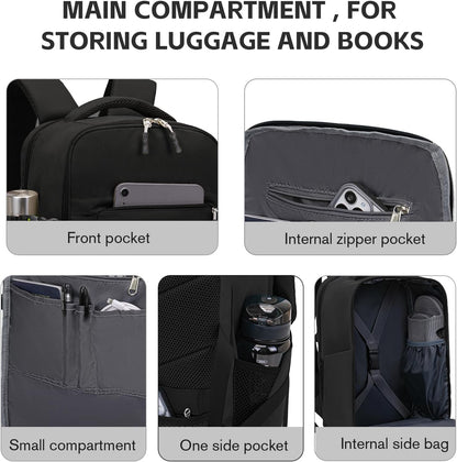 Hayayu Ryanair Cabin Bags 40x30x20 Underseat Travel Backpack Easyjet Cabin Bag 45x36x20 Carry on Water Resistant Hand Luggage for Men and Women, Black