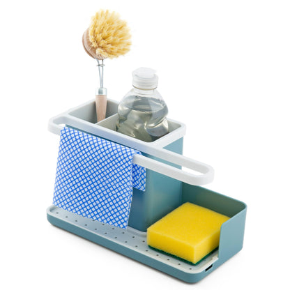 simplywire – Sink Tidy/Caddy – Kitchen Sink Organiser – Removable Drip Tray – Non-Slip - Grey & White