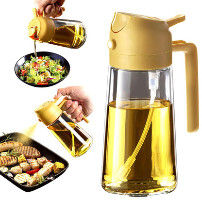 TrendPlain 16oz Olive Oil Spray Bottle - 2 in 1 Olive Oil Dispenser Bottle for Kitchen Accessories - Kitchen Gadgets, For Air Fryer (Black)