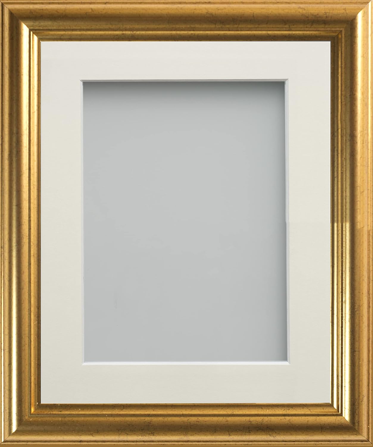 Frame Company Eldridge Gold 10x8 inch Picture Photo Frames With Ivory Mount for Image 8x6 inch *Choice of Sizes* Fitted with Real Glass