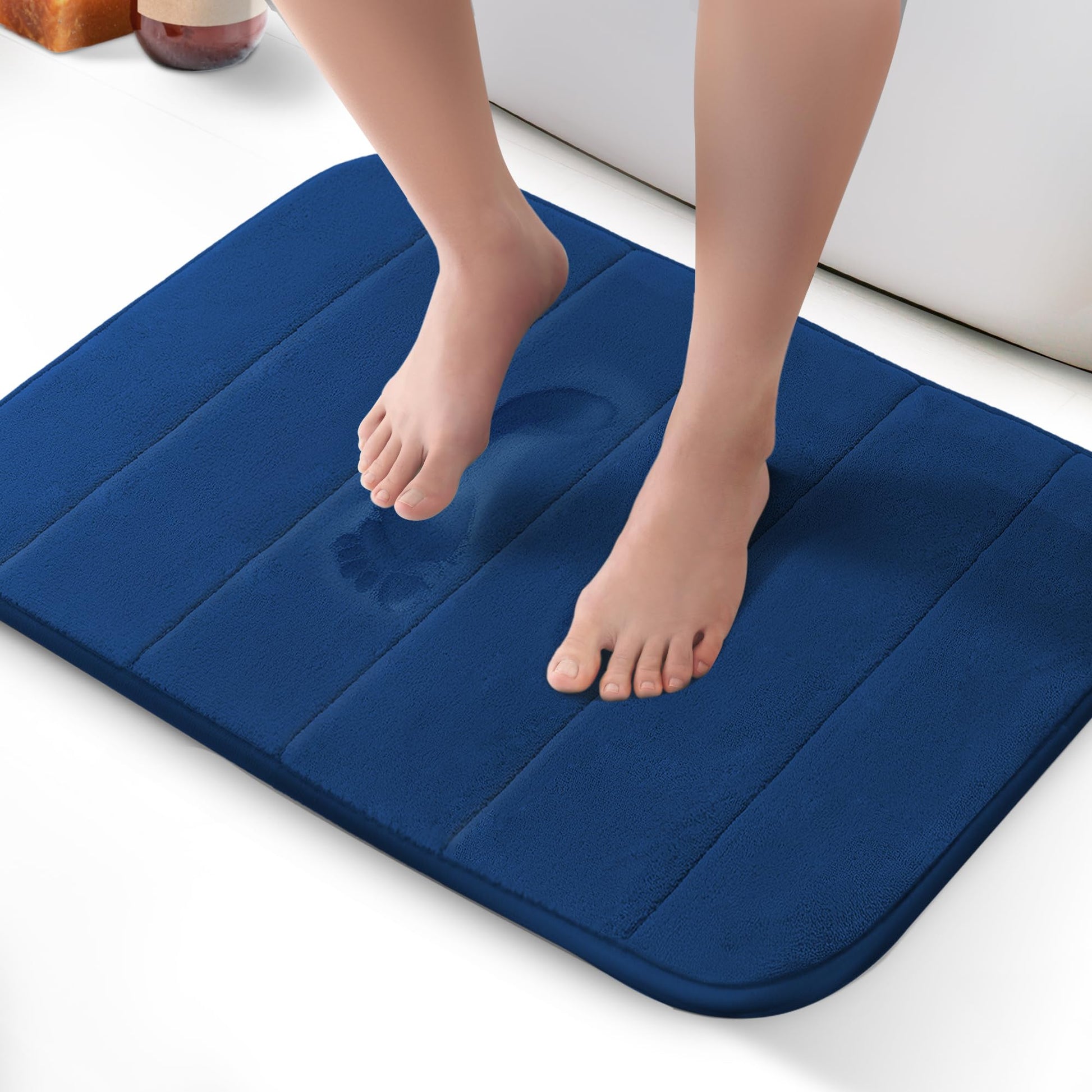 KEPLIN Memory Foam Bath Mat - Ultra-Soft, Highly Absorbent, Non-Slip, Machine Washable - Luxurious Comfort for Home & Bathroom Floors (Light Blue, 40 x 60cm)