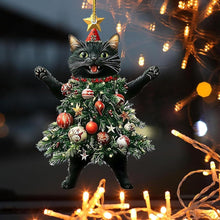 Black of Friday Cat Christmas Ornament, Xmas Tree Decorations 2D Acrylic Hanging Ornaments, Cute Black White Cats Hanging Ornaments, Wearing Christmas Trees Dress Cat Ornament (Mix*2pcs)