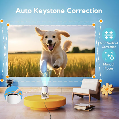 Mini Projector [Built-in Apps] AKIYO O2 2025 Upgraded 18000 Lumen Projector with WiFi6 & BT5.4, Portable Projectors 1080P Supported, Auto Keystone, 180° Rotation Compatible with HDMI/USB/Laptop/Switch