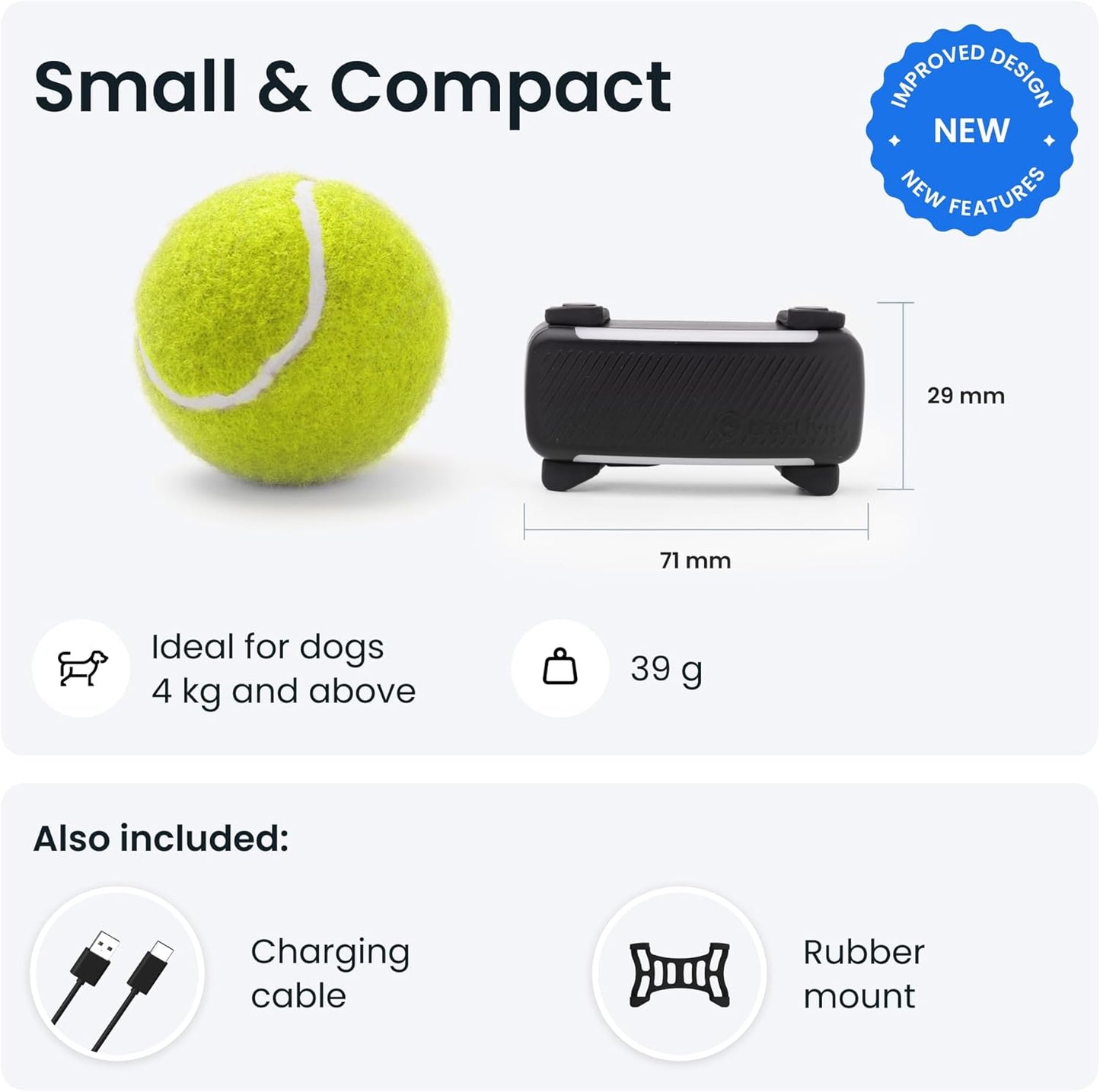 Tractive GPS Dog Tracker | 2025 Edition | Market leader | Real-time location tracking | Escape Alerts | Activity Monitoring | Health Alerts | Bark Monitoring (Black)