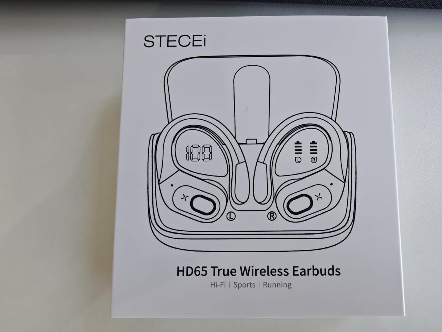 Wireless Earbuds, 75H Bluetooth 5.4 Headphones Sport with 4 ENC Noise Cancelling Mic, HiFi Stereo Wireless Earphones with Earhooks, IP7 Waterproof Ear Buds for Sport/Running/Gym, Black