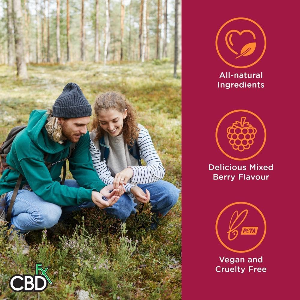 CBDfx 1500mg High Strength Mixed Berry CBD Gummies, 25mg per Gummy, Natural Sleep and Anxiety Support, Vegan Gummies No THC (60x Bottle)