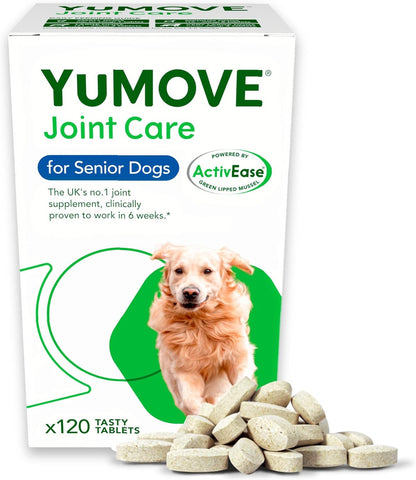 YuMOVE Senior Dog Joint Supplement, Higher Strength for Joint Care, Essential Hip & Joint Aid for Older Dogs with Glucosamine, Chondroitin, Green Lipped Mussel, Aged 8+, 120 Tablets