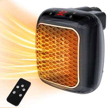 Plug in Heater, 1200W Fan Heaters for Home 2 Mode PTC Ceramic Heaters 1-12H Timer Overheating Protection w Remote Control Electric Heater Energy Efficient BS Plug for Bedroom Office Kitchen Bathroom