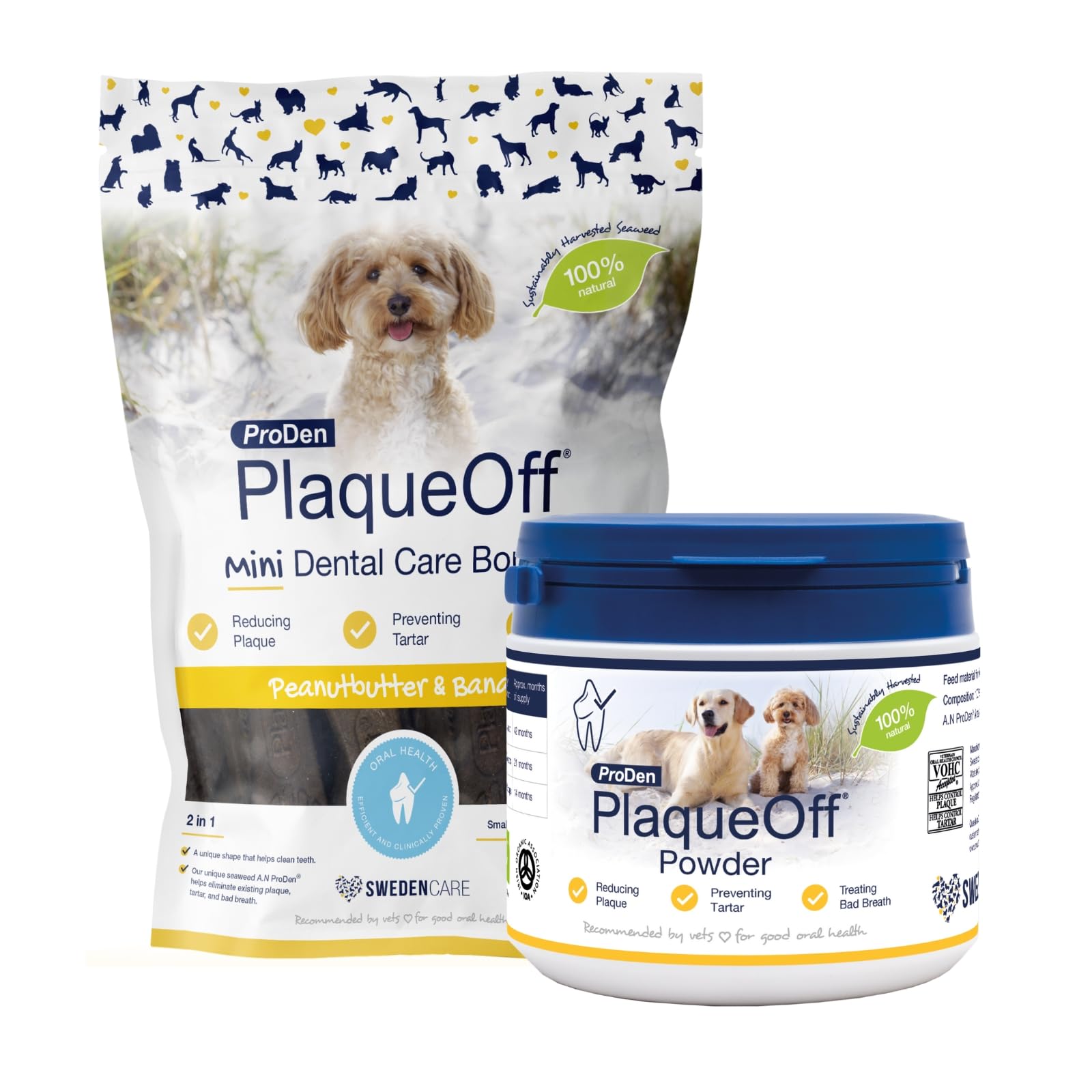 Powder for Dogs & Cats, Tartar & Bad Breath Remover 100% Natural Teeth Cleaner and Plaque Remover 60 g