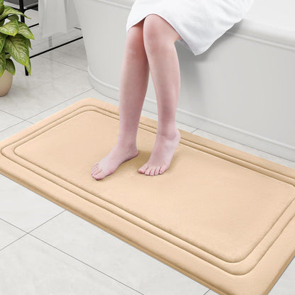 smiry Memory Foam Bath Mat - 40 x 60cm, Non-Slip, Super Absorbent, Comfortable - Machine-Washable Floor Rug, Dark Grey