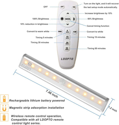 LDOPTO Under Cabinet Kitchen Lights with Remote Dimmable LED Cupboard Battery Powered LED Bedroom Lights with Timer for Kitchen Hallway, Multiple Colors 4 Pack