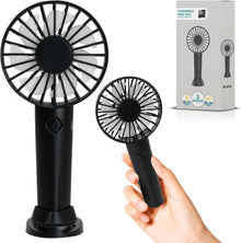 Handheld Fan, Hand Portable Fan with 3 Speeds | USB Rechargeable, Held Mini Handheld, Travel & Free Standing (Black)