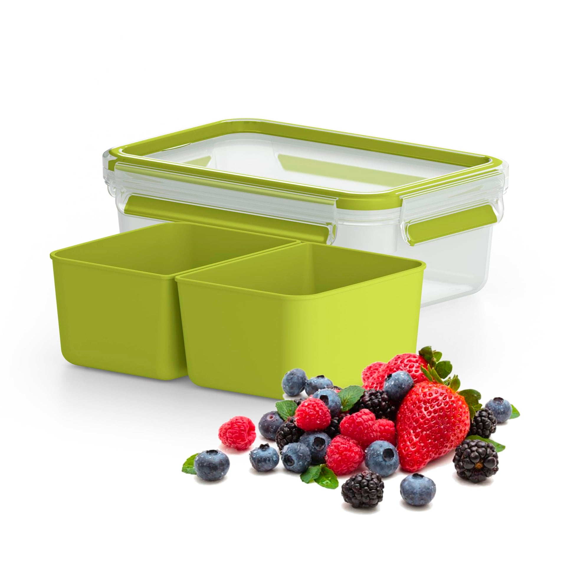 Tefal Master Seal To Go Salad Bowl, Round Food Storage, Clear, Green, 1 l