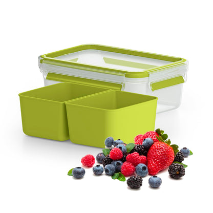 Tefal Master Seal To Go Salad Bowl, Round Food Storage, Clear, Green, 1 l