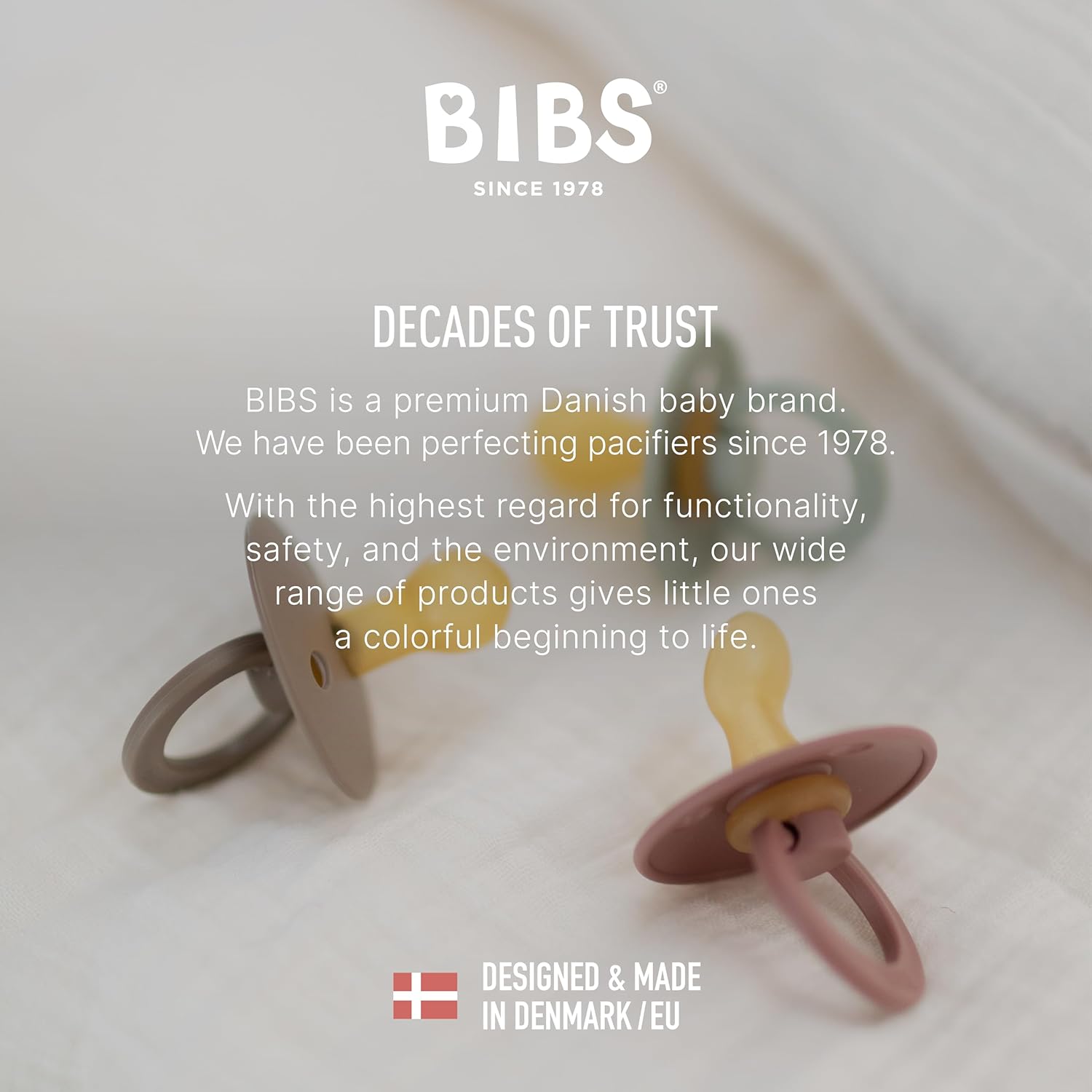 BIBS Colour Soother 2-Pack, BPA Free Dummy Pacifier, Round Nipple. Natural Rubber Latex, Size 1 (0-6 Months), Ivory/Sage