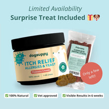 DogSuppy Itch Relief Probiotics for Dogs - Stop Scratching & Paw Licking, Relieve Allergies & Yeast - Supplement for Dogs, 100% Natural, [Without Meat], 60 Soft Chews, Includes Bonus Dental Sticks