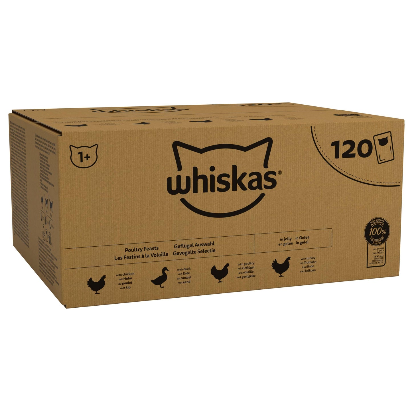 whiskas 1 plus Adult Mixed Selection in Jelly 84 Pouches, Adult Wet Cat Food, Megapack (84 x 85 g)
