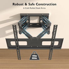 TV Wall Mount for 23-70 Inch LED LCD, Swivels Tilts Extends Double Arm Full Motion TV Wall Bracket Holds up to 45kg, Includes HDMI Cable, Spirit Level, Max VESA 400x400mm