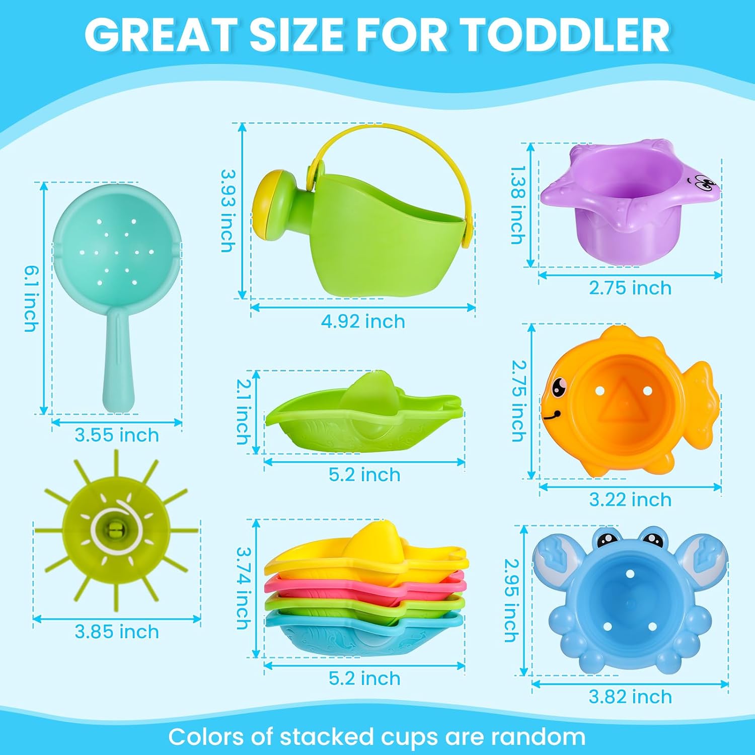 Baby Bath Toys for 1 2 3 4 Year Olds Toddler Kids - 10PCS Mould Free Water Play Swimming Pool Toys No Mould Watering Can Bath Boats Bath Cups for Boys Girls