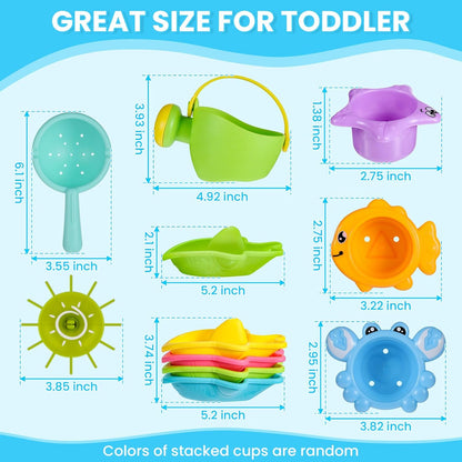 Baby Bath Toys for 1 2 3 4 Year Olds Toddler Kids - 10PCS Mould Free Water Play Swimming Pool Toys No Mould Watering Can Bath Boats Bath Cups for Boys Girls