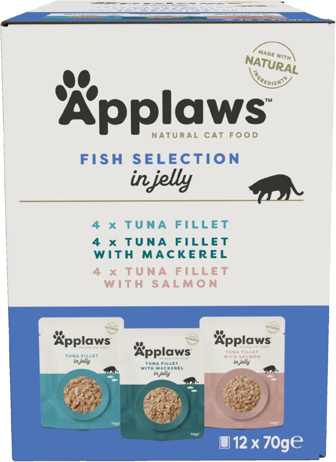 Applaws Natural Wet Cat Food Pouch, Fish Selection in Jelly 70 g (12 x 70 g Pouches)