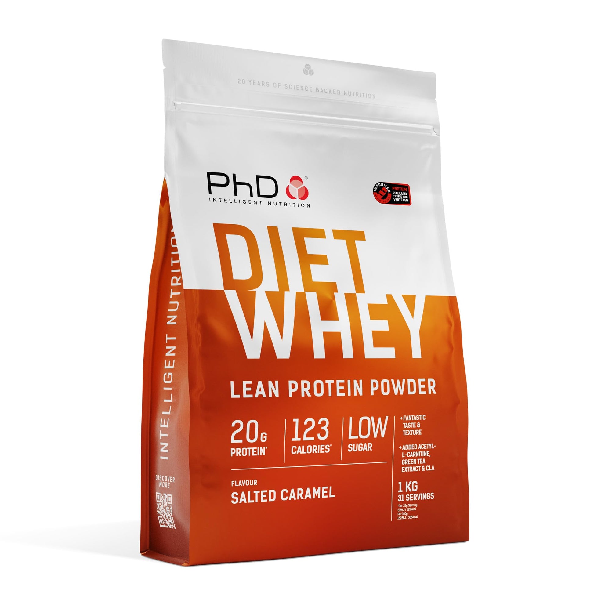 PhD Nutrition Diet Whey Low Calorie Protein Powder, Low Carb, High Protein Lean Matrix, Chocolate Peanut Butter Protein Powder, High Protein, 40 Servings Per 1 kg Bag