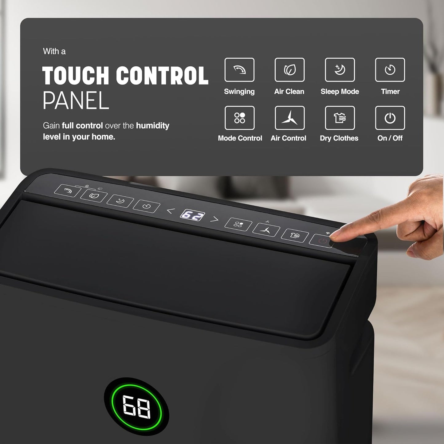 Keplin 20L Dehumidifier with HEPA Filter for Air Purification, Sleep & Laundry Mode -24 Hour Timer & Digital Display for Home, Bedroom, Bathroom, Garage &Basement- Eliminates Mould & Condensation-440W