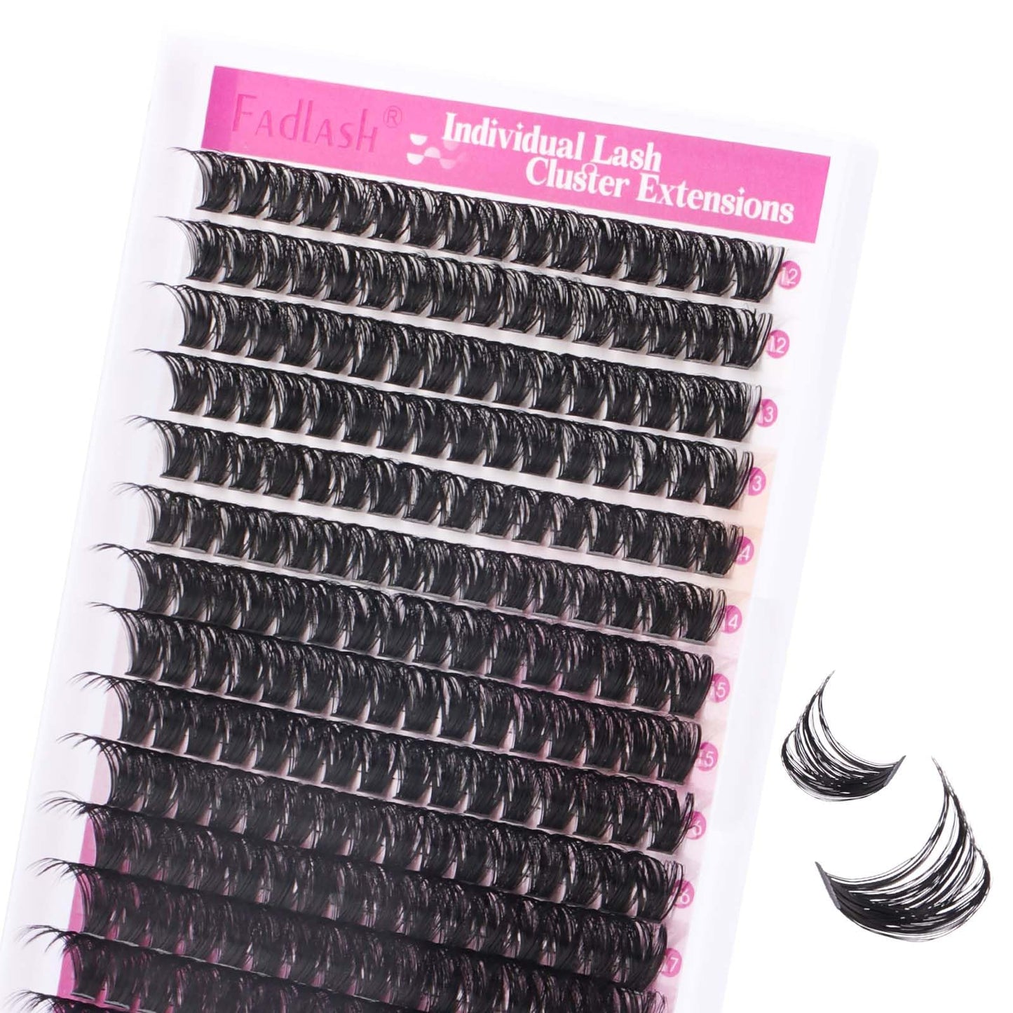 FADLASH DIY Lash Extension Kit Individual Lashes Clusters30P+40P D Curl 8-16mm Lash Bond and Seal, Clusters Lash Glue Remover and Eyelash Tweezers for Eyelash Extensions