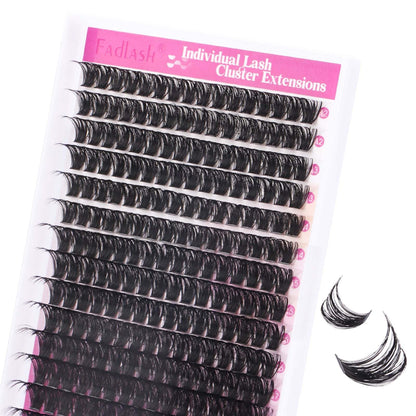FADLASH DIY Lash Extension Kit Individual Lashes Clusters30P+40P D Curl 8-16mm Lash Bond and Seal, Clusters Lash Glue Remover and Eyelash Tweezers for Eyelash Extensions