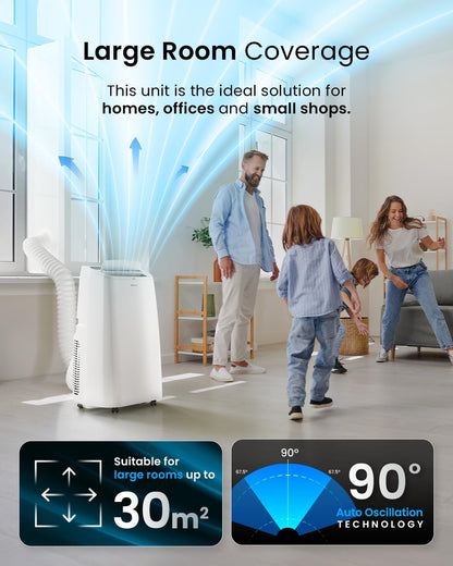 Pro Breeze 4-in-1 Powerful Portable Air Conditioner 12,000 BTU - Smart Home WiFi Compatible - App & Voice Control - Heater & Dehumidifier mode, 24hr Timer & Window Venting Kit - Class A Energy Rating