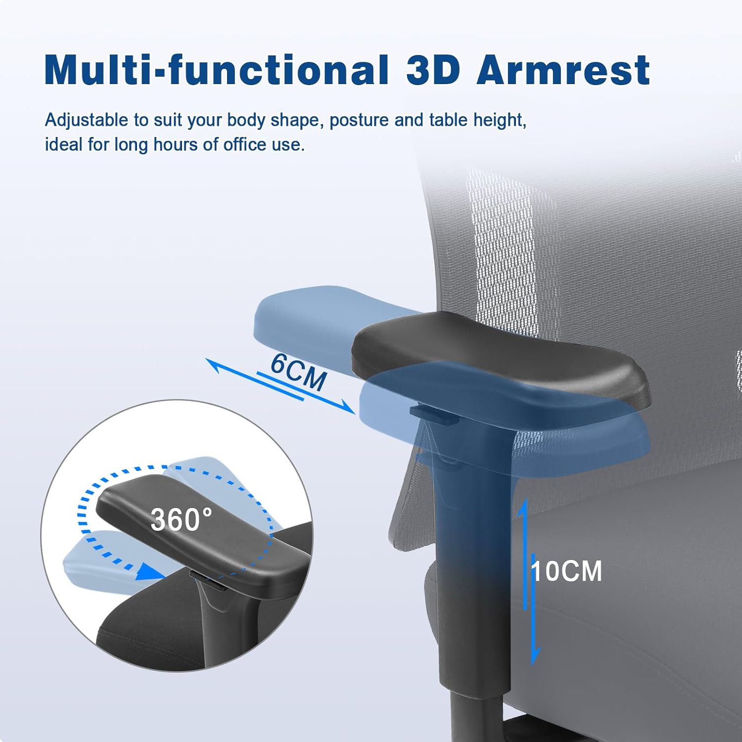 Magic Life Ergonomic Office Chair, Computer Desk Chair with Adjustable Headrest and Lumbar Support, High Back Cutton Cushion Swivel Chair for Home Office