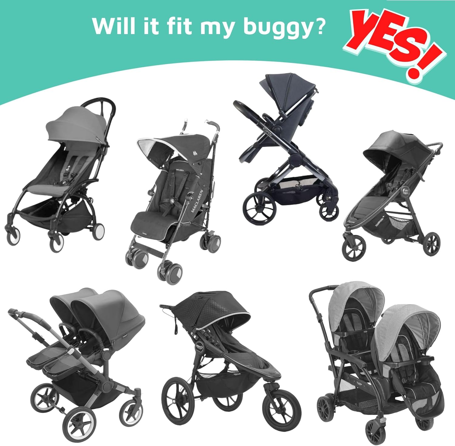 SnoozeShade Plus Extra (6m+) - Pram Sun Shade for Prams, Buggies, Travel Strollers & Pushchairs, Blocks 99% UV (UPF 50+), More Shade Than a Pram Parasol