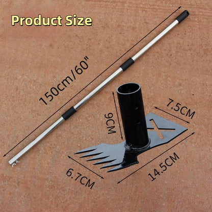 Weed Puller Tool with Long Handle, 2 in 1 Manual Weed Rake and Garden Hoe 150cm Weed Remover Gardening Tools Weeding Pull for Garden Yard Lawn Patio Kids Adluts (F)