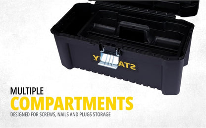 STANLEY Essential Tool Box (16in), Durable Storage Solution with Removable Tote Tray and Organisers, for Parts and Tools Storage, STST1-75518
