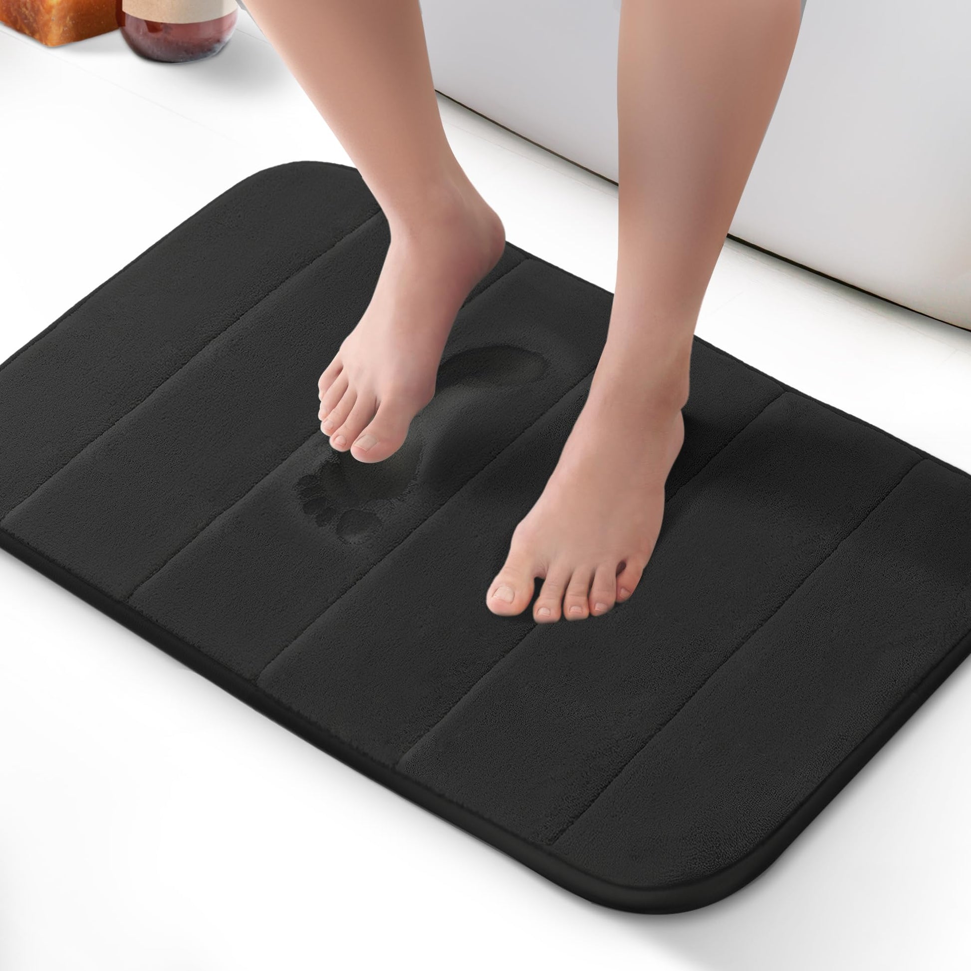 KEPLIN Memory Foam Bath Mat - Ultra-Soft, Highly Absorbent, Non-Slip, Machine Washable - Luxurious Comfort for Home & Bathroom Floors (Light Blue, 40 x 60cm)