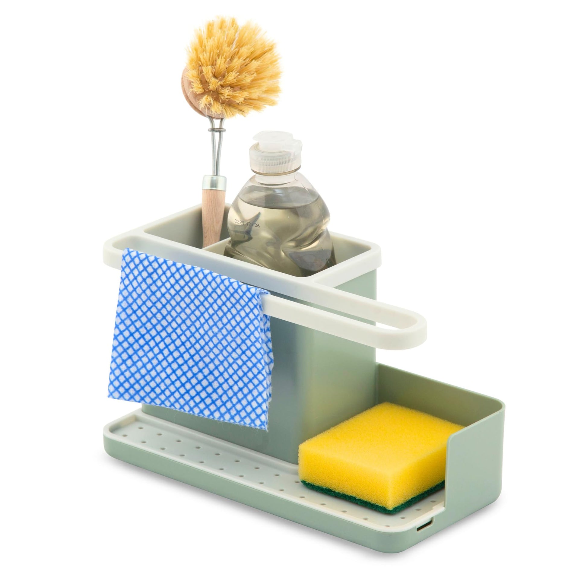 simplywire – Sink Tidy/Caddy – Kitchen Sink Organiser – Removable Drip Tray – Non-Slip - Grey & White