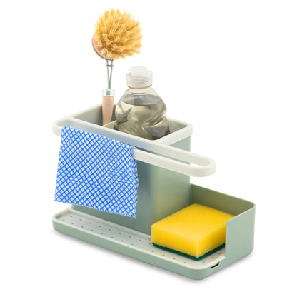 simplywire – Sink Tidy/Caddy – Kitchen Sink Organiser – Removable Drip Tray – Non-Slip - Grey & White