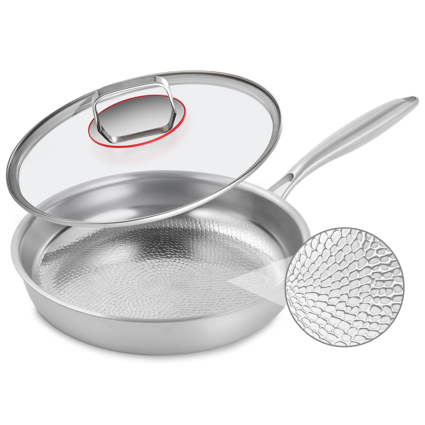 Stainless Steel Frying Pan,28CM Non-Stick Coating – Removable Handle, Induction Compatible, Oven & Dishwasher Safe, PTFE/PFOA-Free